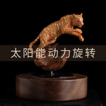 Wood Carving Boutique Zodiac Real Wood Living Room Engraving Handicraft Solar Revolving Office Retro Swing Piece Tiger