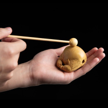 Small leafed yellow poplar wood carving handlebar piece with solid wood percussion instrument Buddha Hall Candida Wooden Fish Small Pendulum