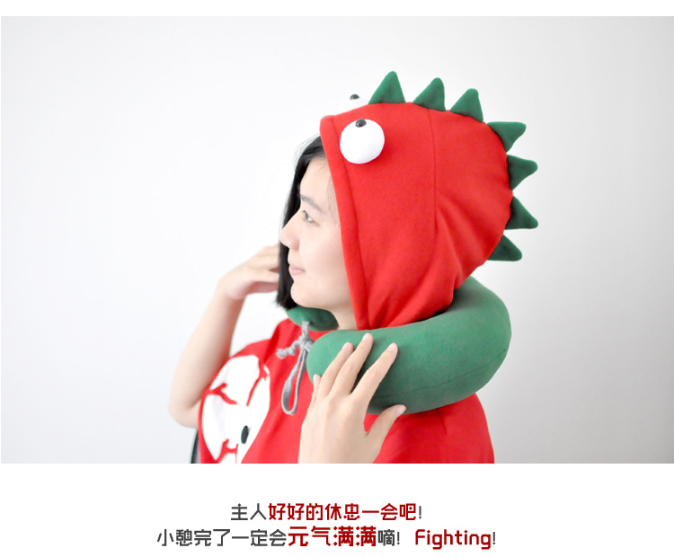 PLUMO Piluo Mu Meng phim hoạt hình dễ thương đội mũ trùm đầu hình chữ U gối cổ gối du lịch gối ngủ gối đầy màu sắc Bồ Đào Nha - Gối gối chống giật mình