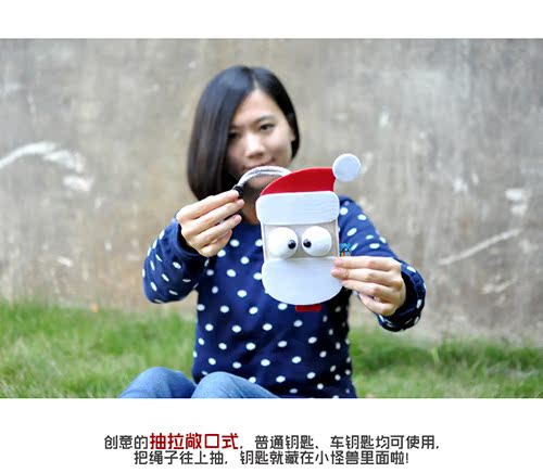 PLUMO phim hoạt hình dễ thương túi khóa kéo cảm thấy món quà ngày Giáng sinh muốn món quà sáng tạo bóp nữ mini