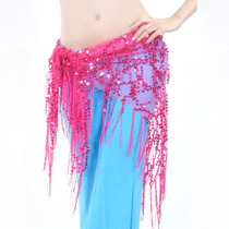 Belly dance waist chain sequin triangle towel New Oriental dance hip towel Beginners all-in-one practice suit tassel waist towel