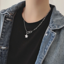 Titanium steel star decorative necklace female ins hip hop 2021 new punk pendant Tide brand sweater chain pendant accessories