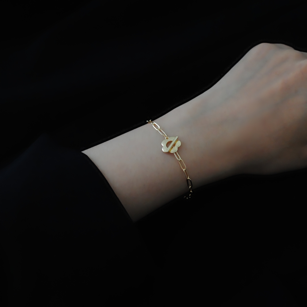 Chain bracelet female 2021 new trendy personality generous plum buckle American 14k bag gold bracelet simple and versatile