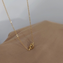 French minimalist love knot titanium steel necklace women do not fade ins simple personality stack wear 18K gold collarbone chain