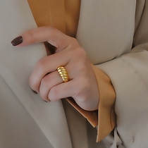 Exquisite and fashionable Golden horn ring female simple niche light luxury ins Joker ring advanced chic plated 18K gold