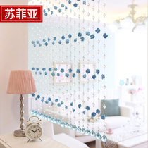  Crystal bead curtain partition decoration finished door curtain Bedroom Dining room Living room entrance bathroom bead chain rose hanging curtain