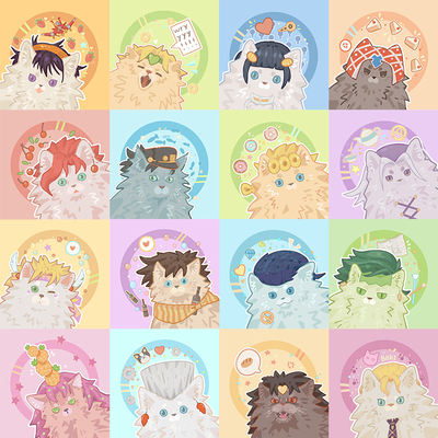 JOJO's Bizarre Adventure: Miao Miao Plush Badge, Ba Ji Fang Card Postcard, Doujin Peripheral Pendant, Jorono