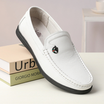 Brand Business Casual Leather Shoes Mens Head Layer Cow Leather Breathable Soft Leather Soft Bottom Trendy Genuine Leather Bean Sneakers Dpa Shoes Dad Shoes