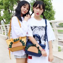 Three-Color Patch Large Number of Japan-South Korea Creative Cartoon Bouteer Handbags Handbags Handbags Cute Female Skewed Cross-Pack