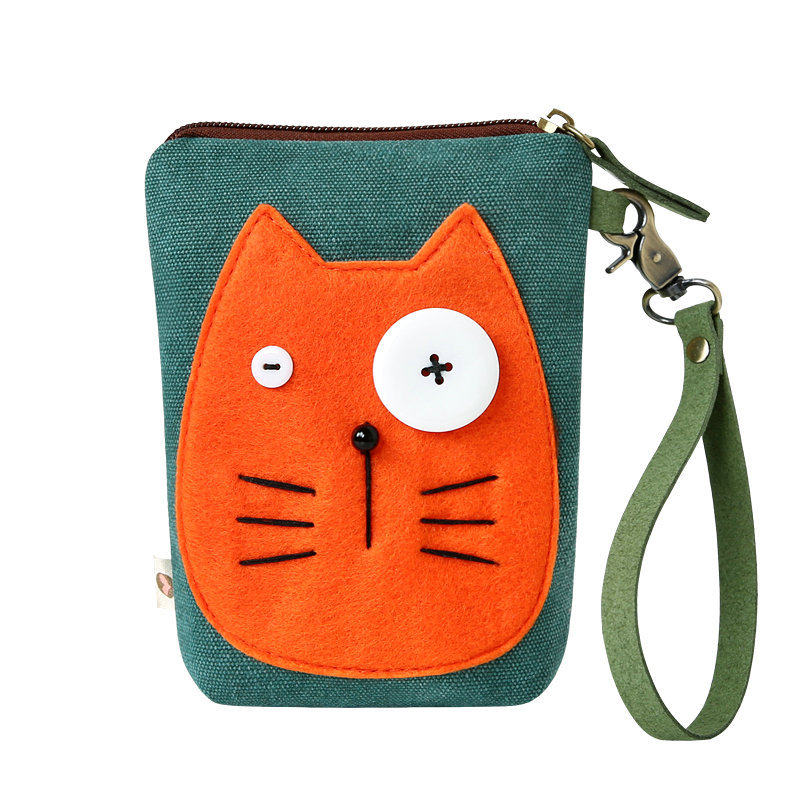 Three-color mending formula mobile phone bag woman 2021 new fun canvas zero-money packet son ensemble art girl handout bag