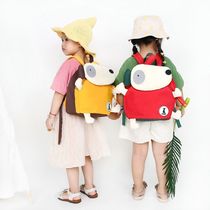 Tricolour Patch children Double shoulder bag Oxford cloth Anti-loss Backpacker boy girl Baby cute Kindergarten bag