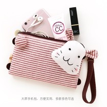 Small retro rabbit double pull bag tricolour patch original cute hand grab bag zero money phone bag bag can put up to 8p small bag