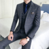 2018 Nam Hàn Quốc Slim Anh Bộ đồ kẻ sọc không bằng sắt Set Thanh niên Wedding Wedding Suit Bộ ba mảnh vest nam Suit phù hợp