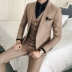 2018 Nam Hàn Quốc Slim Anh Bộ đồ kẻ sọc không bằng sắt Set Thanh niên Wedding Wedding Suit Bộ ba mảnh vest nam đẹp Suit phù hợp