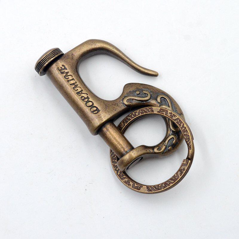 Hand polished copper retro men brass waist hanging belt buckle wearing leather strap key buckle pure copper key navy hook buckle