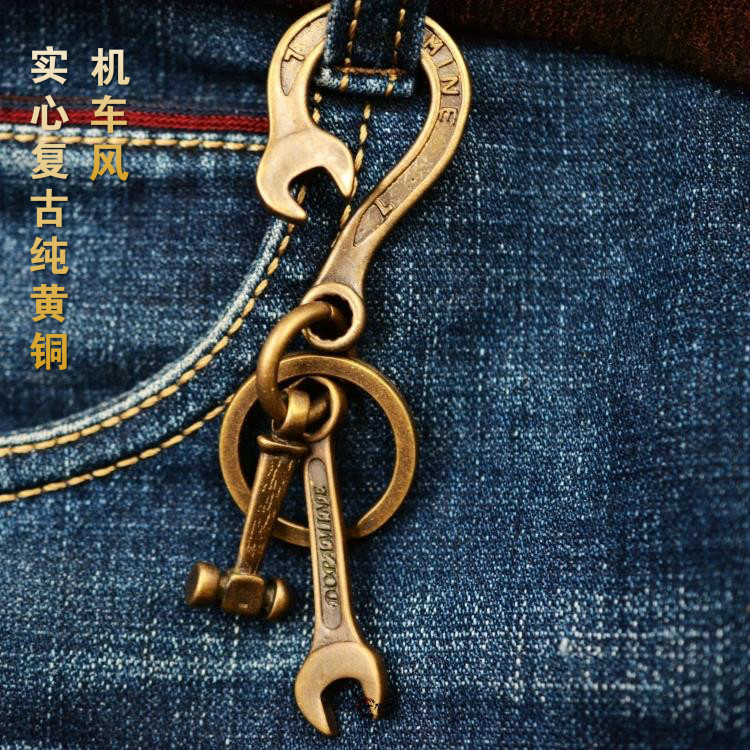 Big Butler Bronze Trim Retro Handmade Pure Brass Brass Wrench Hook Key Clasp Key Hook Diy Creative Gift