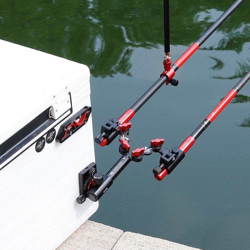 Dazzle shark double battery bracket fishing box Double battery seat fishing chair fishing table Double-headed aluminum alloy corner battery bracket rod frame