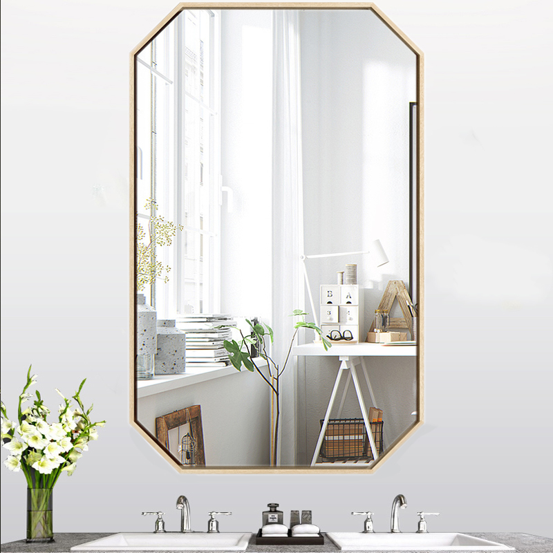 Nordic Wind Bathroom Mirror Anise Makeup Room Mirror Bathroom Mirror Hung Wall Hotel Wall-mounted Mirror Metal Mirror