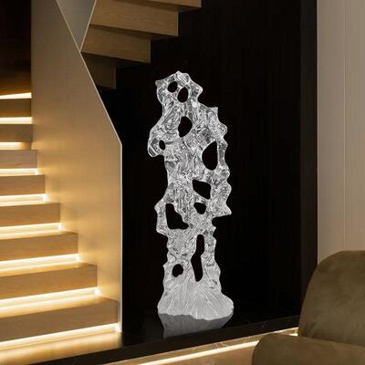 透明树脂太湖石雕塑大型落地摆件现代简约酒店售楼处软装饰工艺品