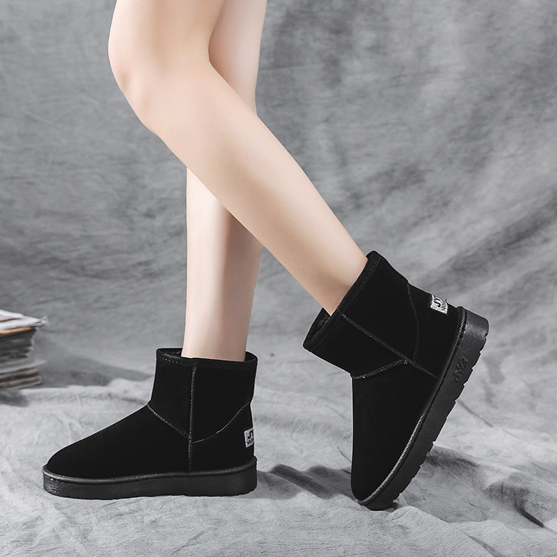 雪地靴女2019新款时尚短筒面包鞋女冬季加绒加厚保暖低帮防滑棉鞋