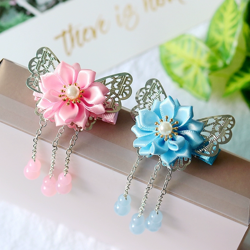 Hanfu cài tóc tua rua trẻ em công chúa dễ thương cô gái phụ kiện tóc kẹp tóc cổ trang phục trang trí hoa múa - Phụ kiện tóc