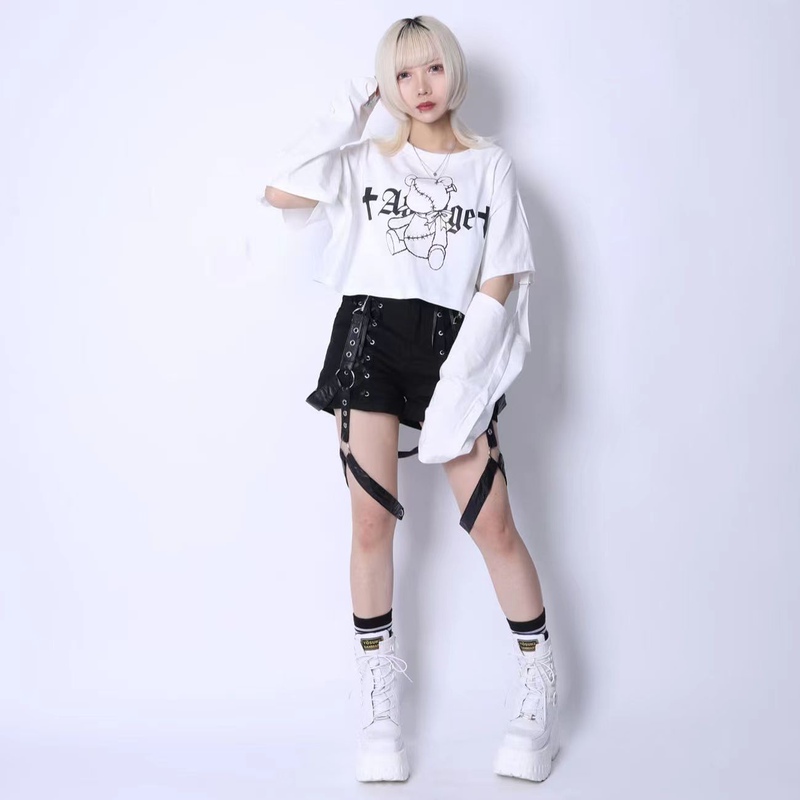 Japanese-Style Ami Strap Shorts with Detachable Belt and Leg Rings Shorts Set