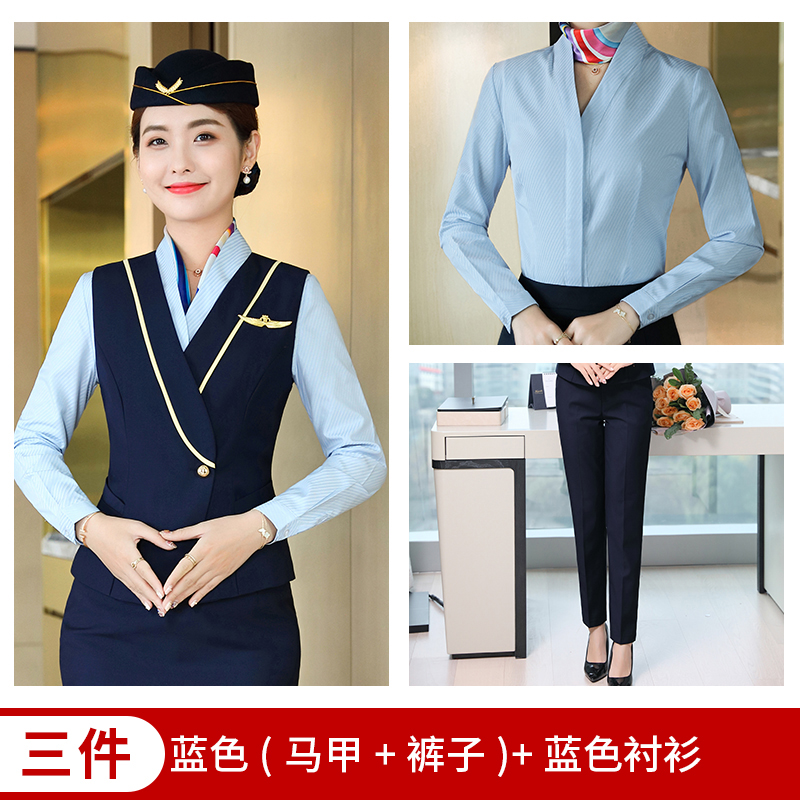 chuyên nghiệp bộ CV thời trang trang trí quần áo bảo hộ ngựa Clip chuyến bay khách sạn attendant quần áo lao động làm đẹp mới của phụ nữ áo giáp ngắn của