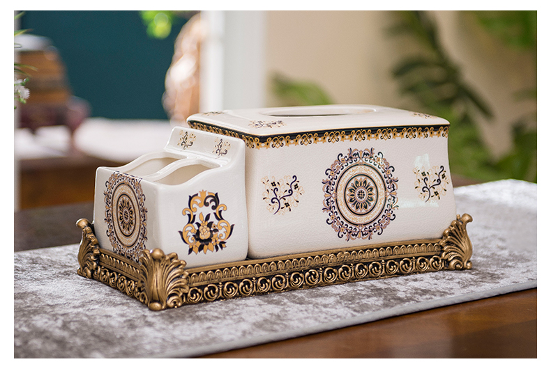 European household multifunctional tissue boxes crack ceramic smoke box sitting room receive a case creative home remote control