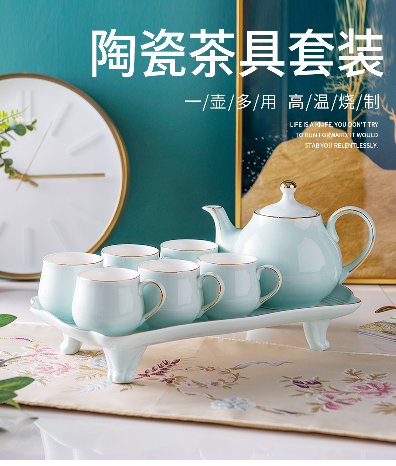 European household ceramic coffee cup teapot tea British high - grade afternoon tea six large glass suits for