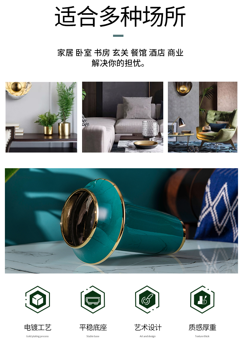 Light and decoration ceramics blackish green vase furnishing articles ideas of new Chinese style porch decorate the living room table dry flower, flower implement