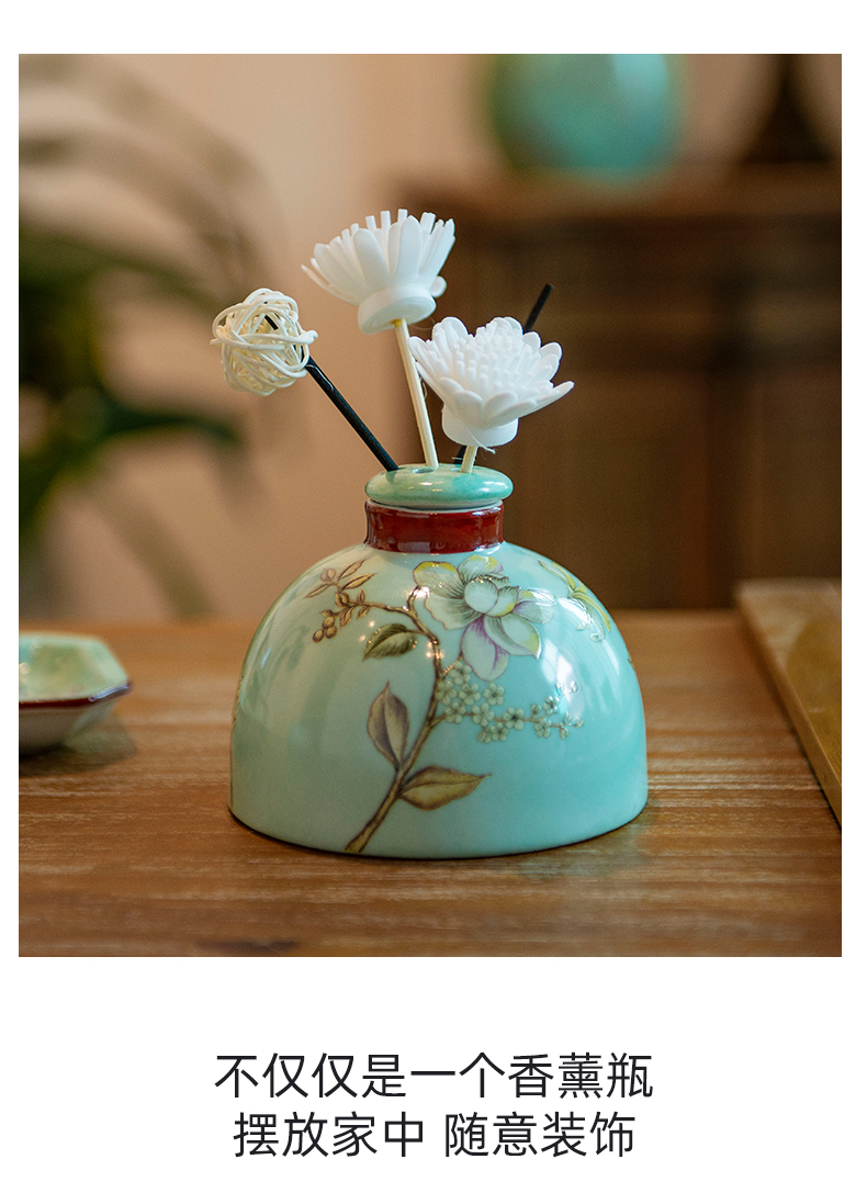 New Chinese style ceramic famille rose aromatherapy bottles of American household adornment bedroom living room furnishing articles aroma stove frame of home stay facility