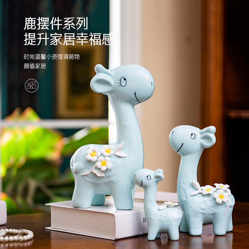 European creative ceramic three deer in furnishing articles contracted household decorates porch decorate TV ark, wedding gift decoration