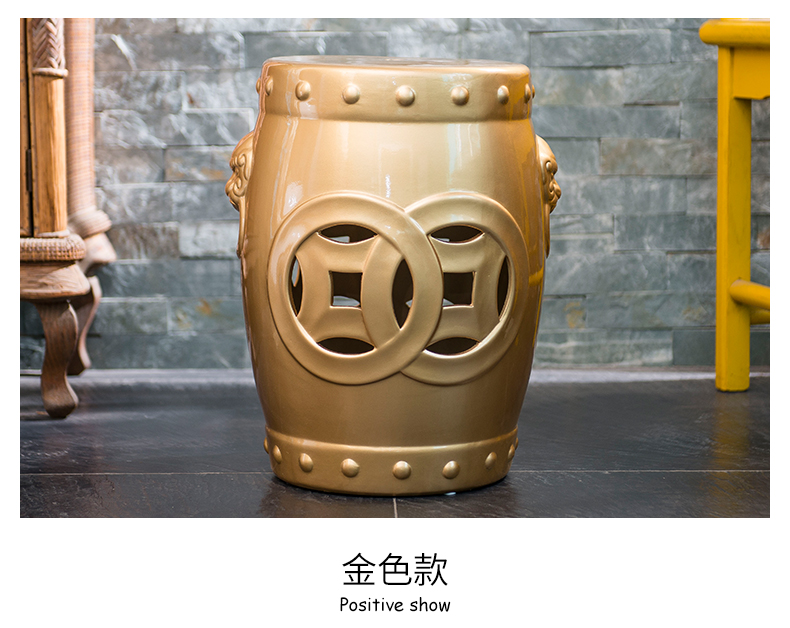 Jingdezhen ceramic drum who hollow - out archaize sitting who round drum who furnishing articles of the new Chinese style household act the role ofing is tasted in porch shoe who