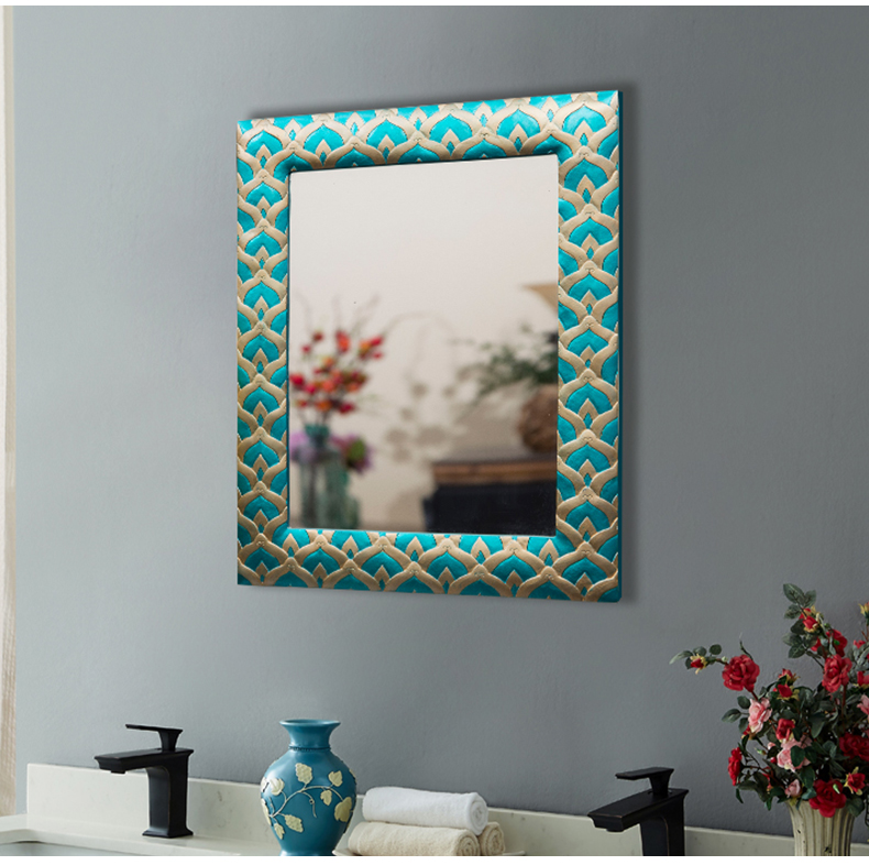 Châu Âu retro chạm khắc gương gương bàn ký túc xá bàn máy tính để bàn gương trang trí tường gương gương vanity lớn - Gương gương trong phòng ngủ