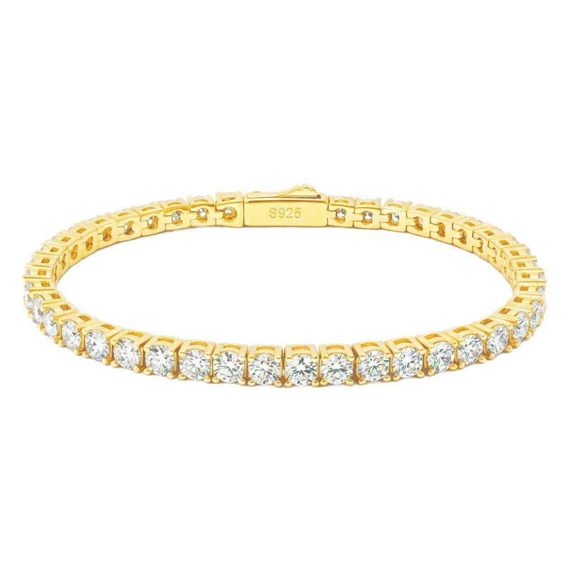 European and American Cross-Border Amazon Hip-Hop 3mm Tennis Chain Sterling Silver Bracelet with Spring Clasp Inlaid with D Color Moissanite Wholesale Light Luxury European and American Cross-Border Amazon Hip-Hop 3mm Tennis Chain Sterling Silver Bracelet with Spring Clasp Inlaid with D Color Moissanite Wholesale Light Luxury
