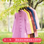 [Mua hai khu vực miễn phí] cotton và vải lanh mùa đông cổ điển gió quốc gia cho phụ nữ áo dài tay đơn ngực - Bông