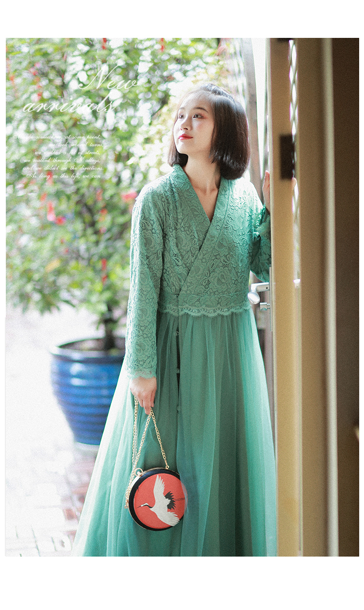 Cotton and linen 2018 mùa thu mới văn học retro cổ áo Hanfu cải tiến ren dài trench coat Áo khoác mỏng nữ áo khoác thể thao nữ
