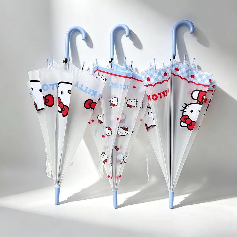 Sanrio Genuine Adult Hello Kitty Transparent Children's Umbrella for Students, Specially Designed for Girls Sanrio Genuine Adult Hello Kitty Transparent Children's Umbrella for Students, Specially Designed for Girls