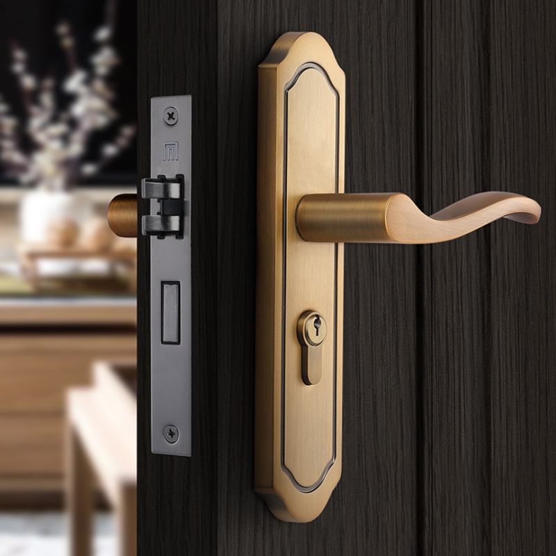 Famous door Chinese muted door lock bedroom door Home door Home door handle elegant antique zinc alloy door lock