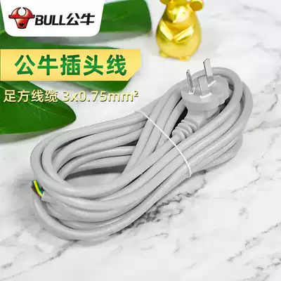 Bull power cord 10A with plug three-core international wire Copper core wire sheathed soft wire household three-core cable