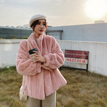 2021 autumn and winter New Lamb hair short imitation rabbit fur coat stand collar small thick plush coat women