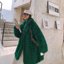Mao Mao coat womens 2020 new womens foreign style long thick loose thin lapel collar imitation fur coat