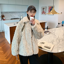 2020 winter New imitation rabbit hair velvet long plush Korean loose thick imitation lamb fur coat women