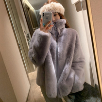 Rex Rabbit Hair Coat Women 2021 Coats Women Winter Imitated Sauk Hair Stand Collar Young models Short foreign lazy hair coat