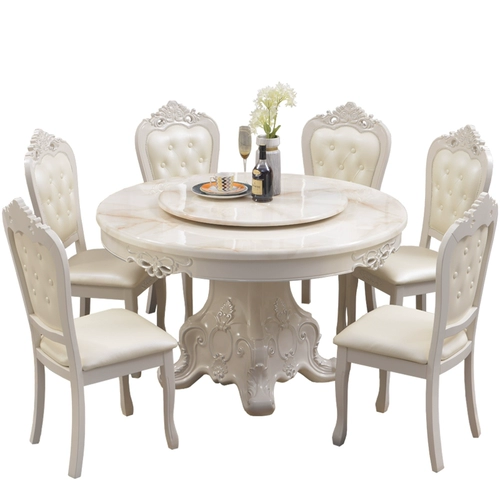 Мраморная столовая таблица 1 Таблица 6 Стул Простые европейские велосипедные ремешки с твердым деревом с твердым дерева