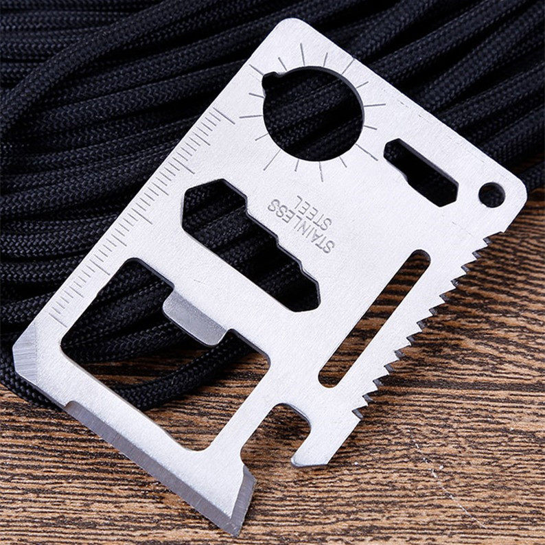 Multifunction outdoor room Carry-on Universal Knife Card Mini Double Row serrated Blade Bottle Opener Screw Driver