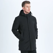 Áo khoác nam trung niên 2018 mới áo cotton nam xuống đệm bông ấm áp áo khoác dài đoạn trùm đầu mùa đông