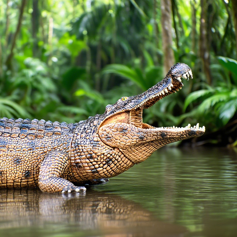 New Model of Crocodile Toy, Extra-Large Solid Crocodile Figurine, Nile Crocodile 1:40 Scale, River Delta Swamp Version, Alligator