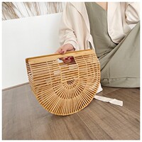 Bamboo pieces weaving women's bag 2022 Summer new bamboo basket bag literary style hollow women's bag fashion handbag beach bag