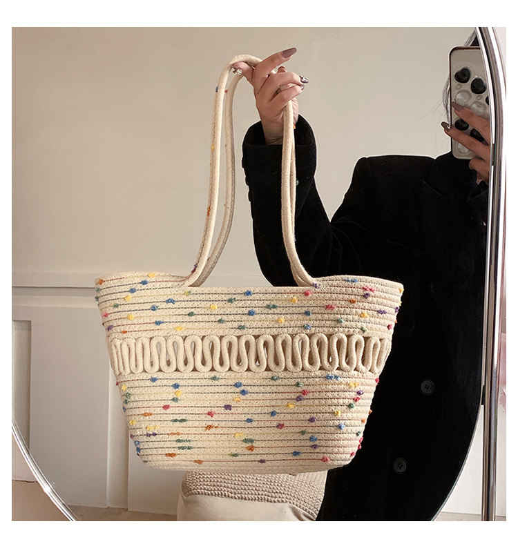Straw Bag Bags Type Holiday Occasion Women's Medium Spring&summer Cotton Fashion Straw Bag